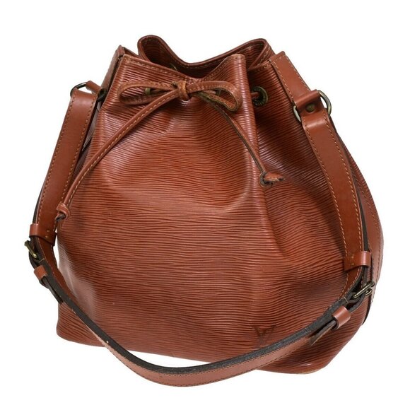 LOUIS VUITTON Petit Noe Drawstring Shoulder Bag Epi Leather Brown - Picture 1 of 16